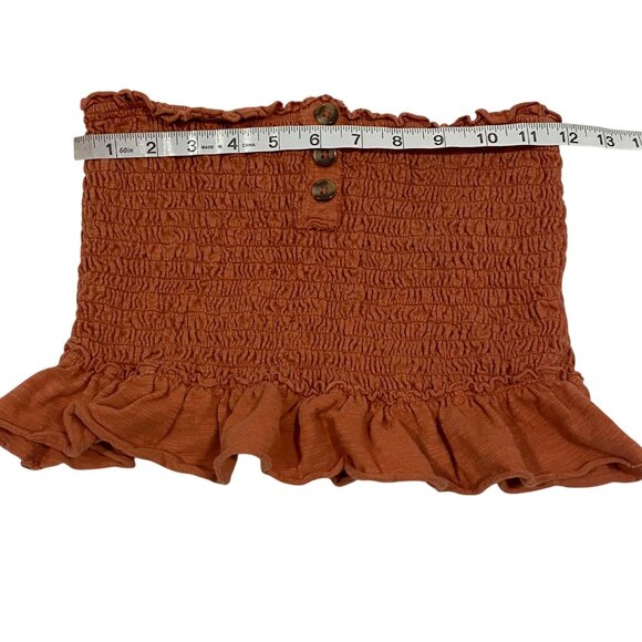 Free People Babe Smocked Rust Tube Top Size S - Picture 7 of 8